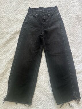 American Eagle Strigid Distressed Black Wide Leg Jeans